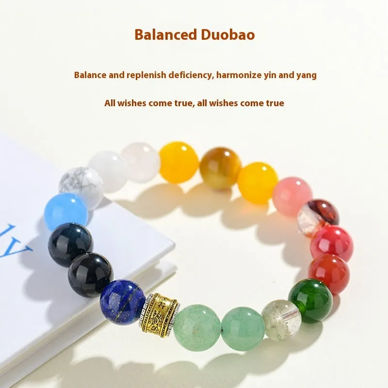 Crystal five elements Duobao bracelet for men and women geometric shape round elements