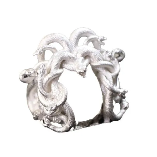 Creative Medusa Queen antique coin ring in copper with electroplated finish, unisex round design