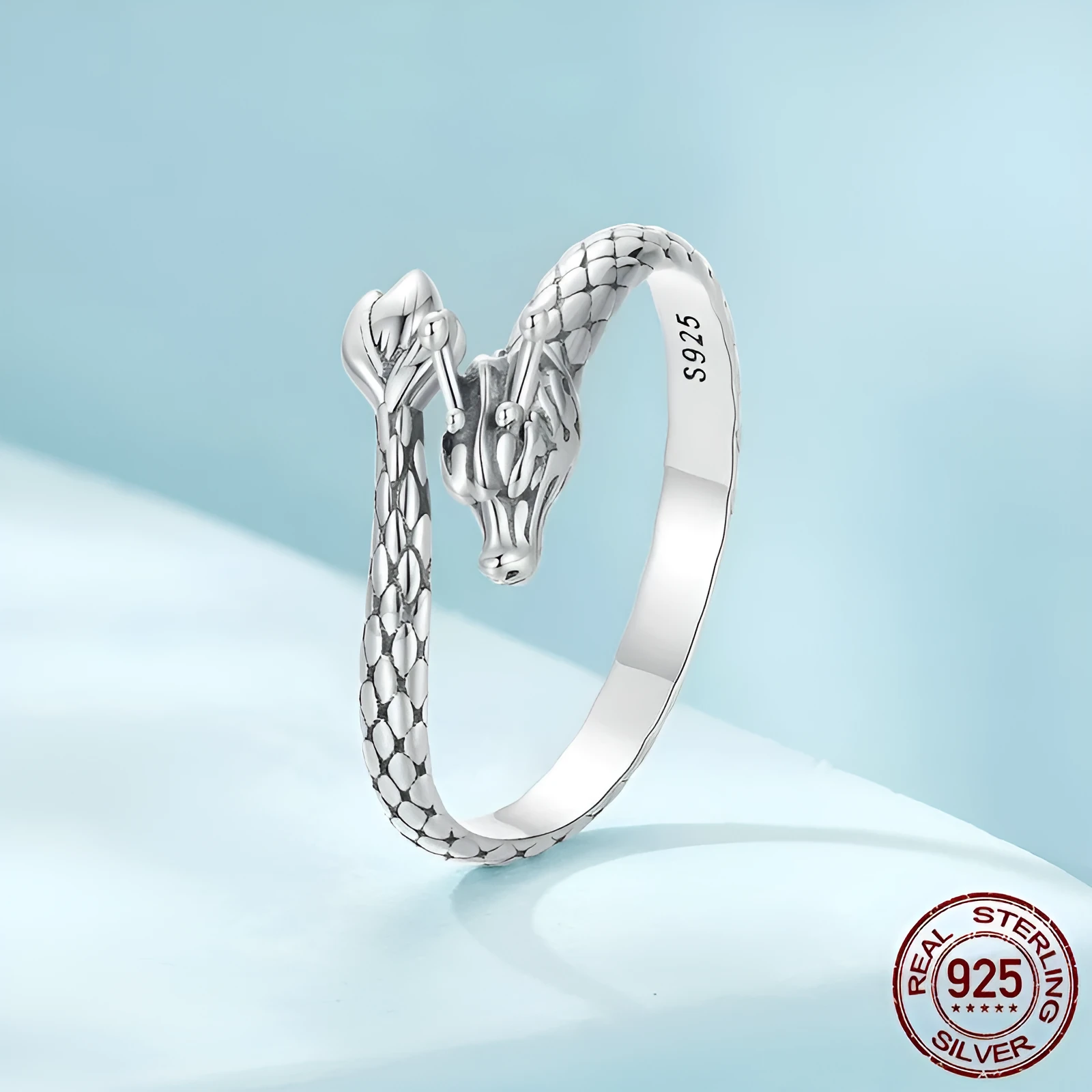 S925 sterling silver adjustable dragon ornament ring for women, SCR1018-E colour
