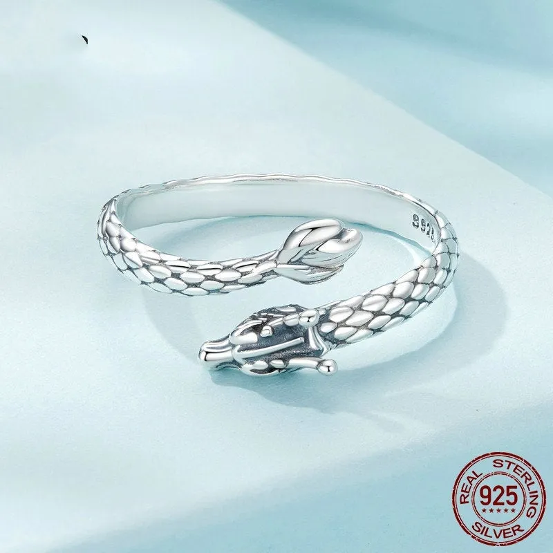 S925 sterling silver adjustable dragon ornament ring for women, SCR1018-E colour