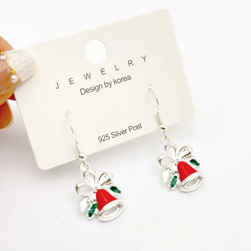 Red bow handmade beaded ear stud necklace bracelet set with mixed materials in New Chinese style