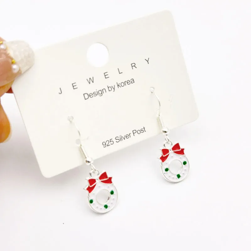 Red bow handmade beaded ear stud necklace bracelet set with mixed materials in New Chinese style