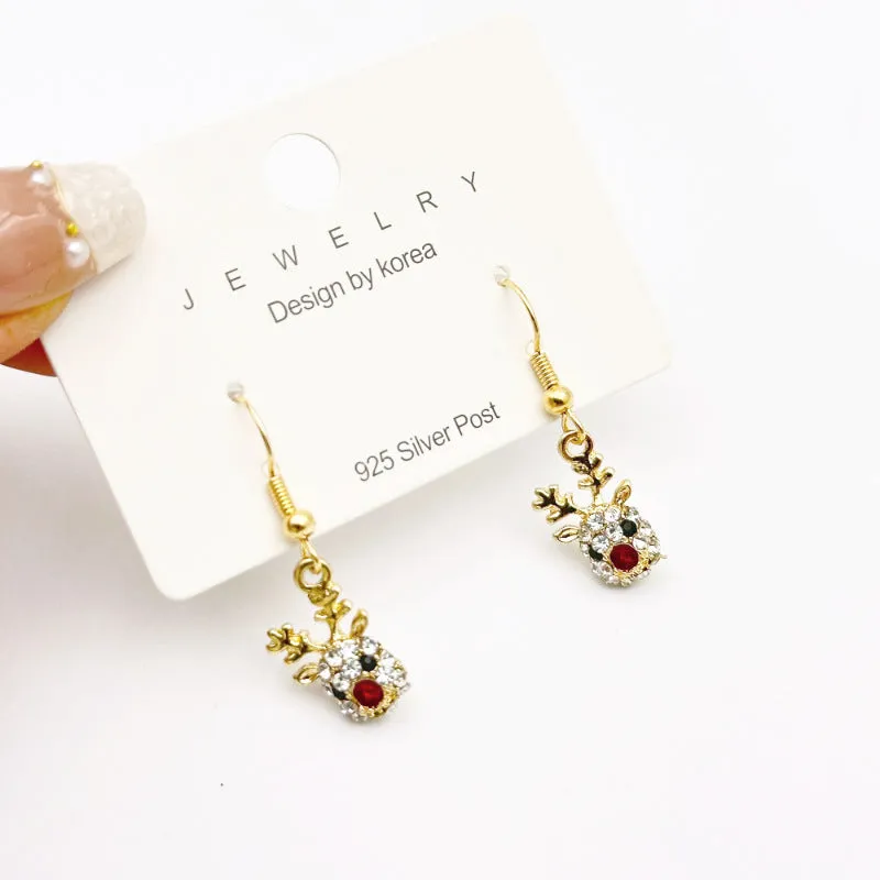 Red bow handmade beaded ear stud necklace bracelet set with mixed materials in New Chinese style