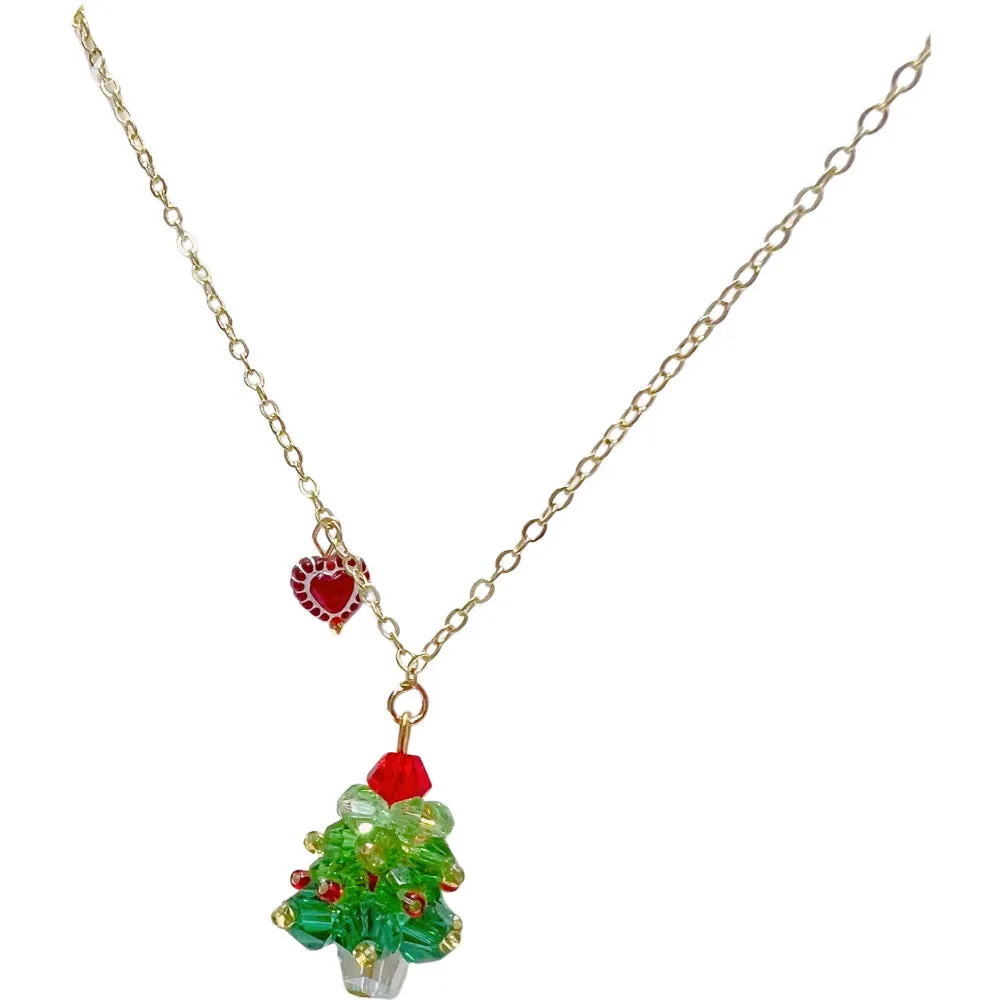 Red bow handmade beaded ear stud necklace bracelet set with mixed materials in New Chinese style