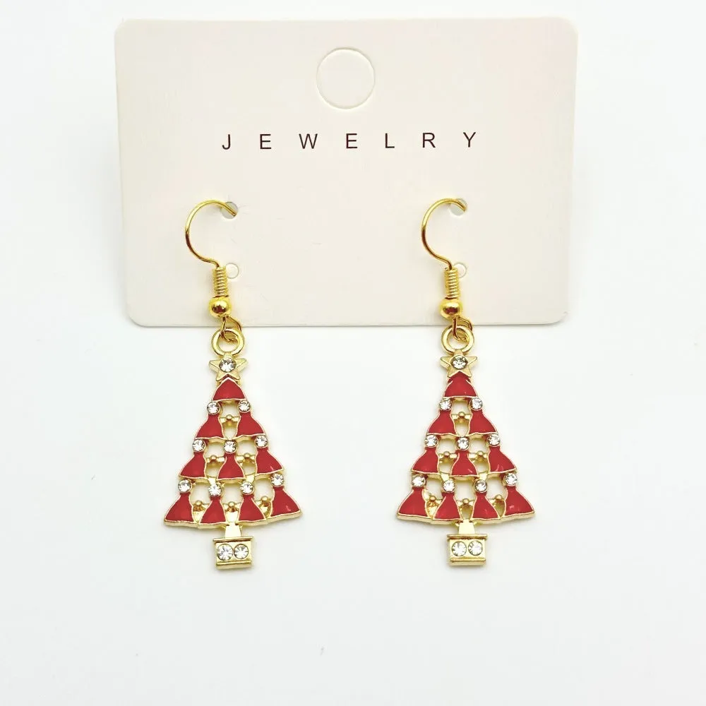 Red bow handmade beaded ear stud necklace bracelet set with mixed materials in New Chinese style