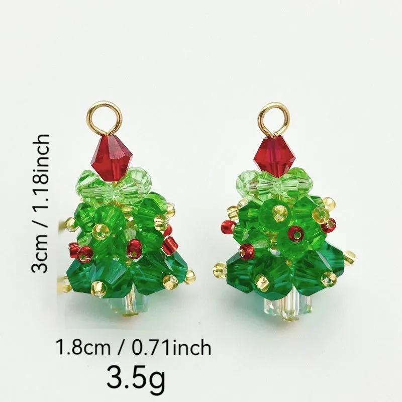 Red bow handmade beaded ear stud necklace bracelet set with mixed materials in New Chinese style