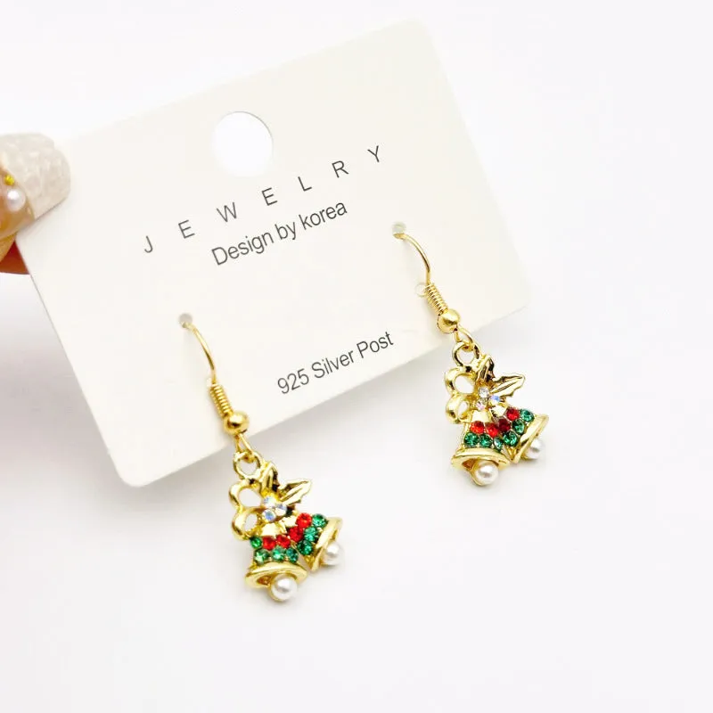 Red bow handmade beaded ear stud necklace bracelet set with mixed materials in New Chinese style