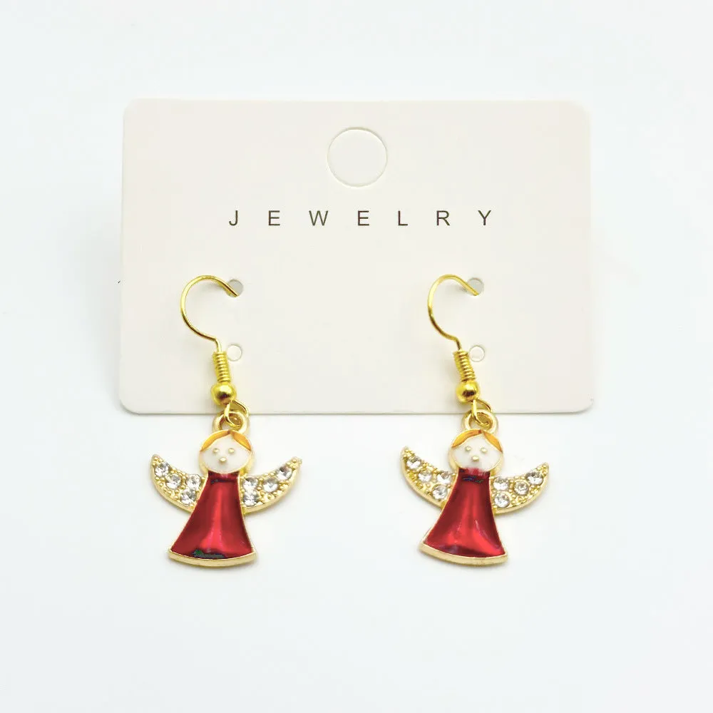 Red bow handmade beaded ear stud necklace bracelet set with mixed materials in New Chinese style