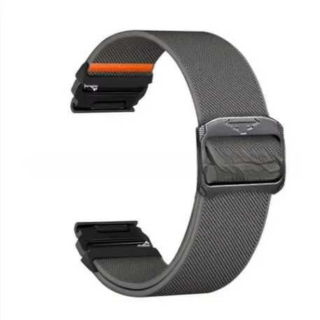 Elastic nylon watch strap with cow head buckle in army green, 22mm width