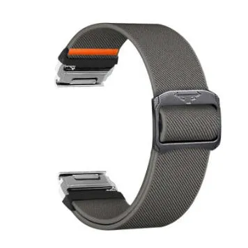 Elastic nylon watch strap with cow head buckle in army green, 22mm width