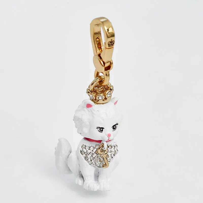 Gold plated brass enamel glaze three-dimensional crown schnauzer lion puppy pendant on 80 cm chain