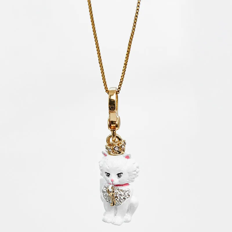 Gold plated brass enamel glaze three-dimensional crown schnauzer lion puppy pendant on 80 cm chain