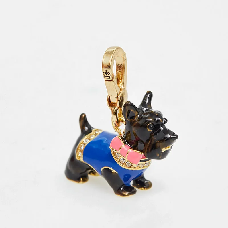 Gold plated brass enamel glaze three-dimensional crown schnauzer lion puppy pendant on 80 cm chain