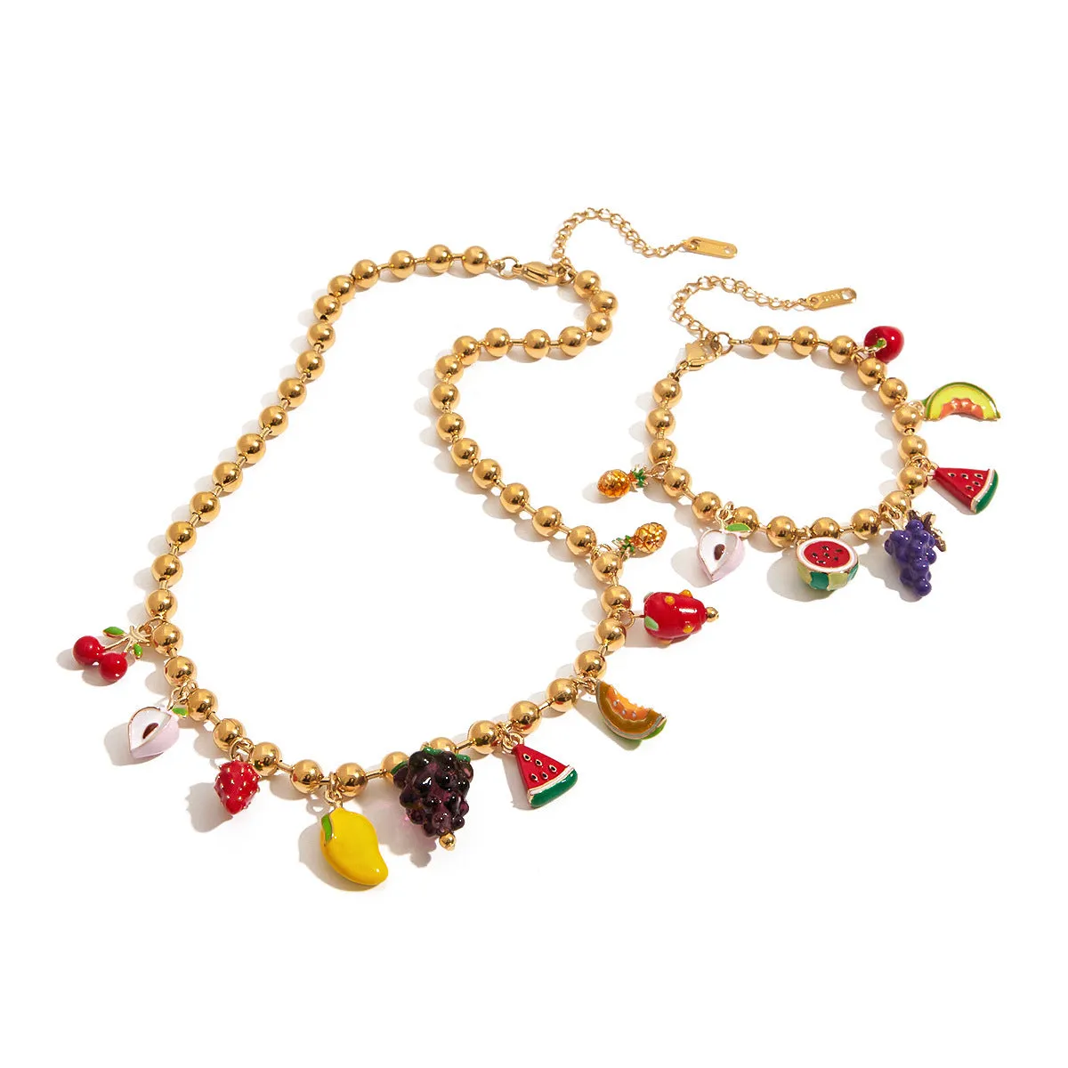 Light luxury stainless steel bracelet with grape pendant in European American style for women summer vacation gift