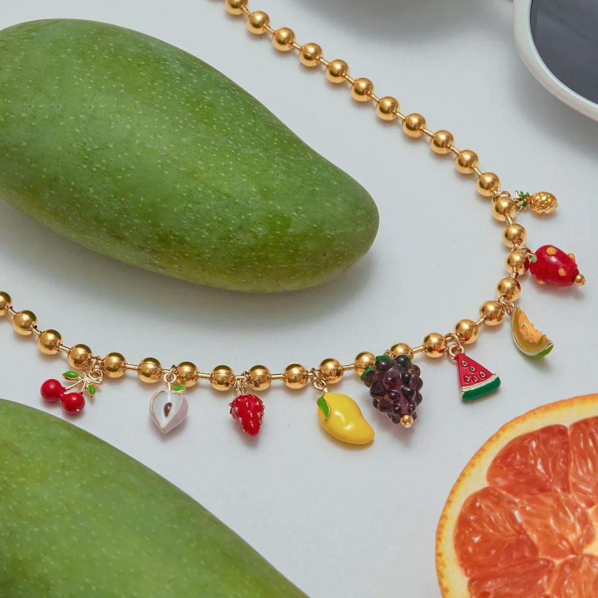 Light luxury stainless steel bracelet with grape pendant in European American style for women summer vacation gift