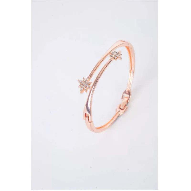 Zinc alloy simple ladies' bracelet with electroplated finish, bow and heart motifs, rose gold colour