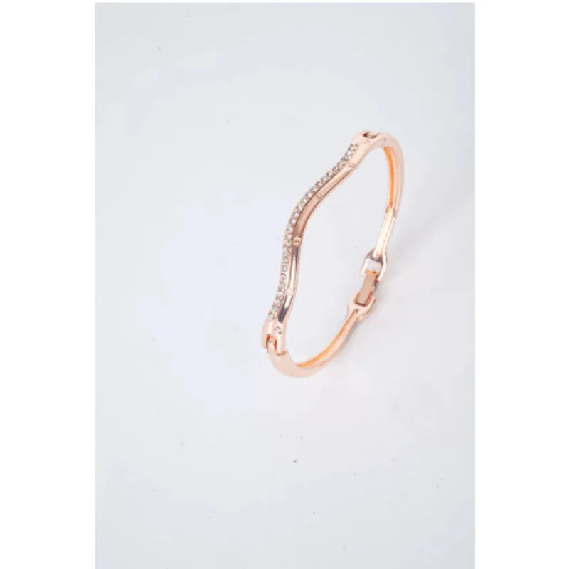 Zinc alloy simple ladies' bracelet with electroplated finish, bow and heart motifs, rose gold colour