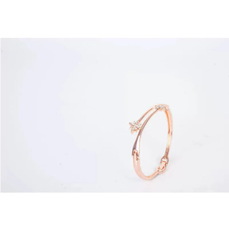 Zinc alloy simple ladies' bracelet with electroplated finish, bow and heart motifs, rose gold colour