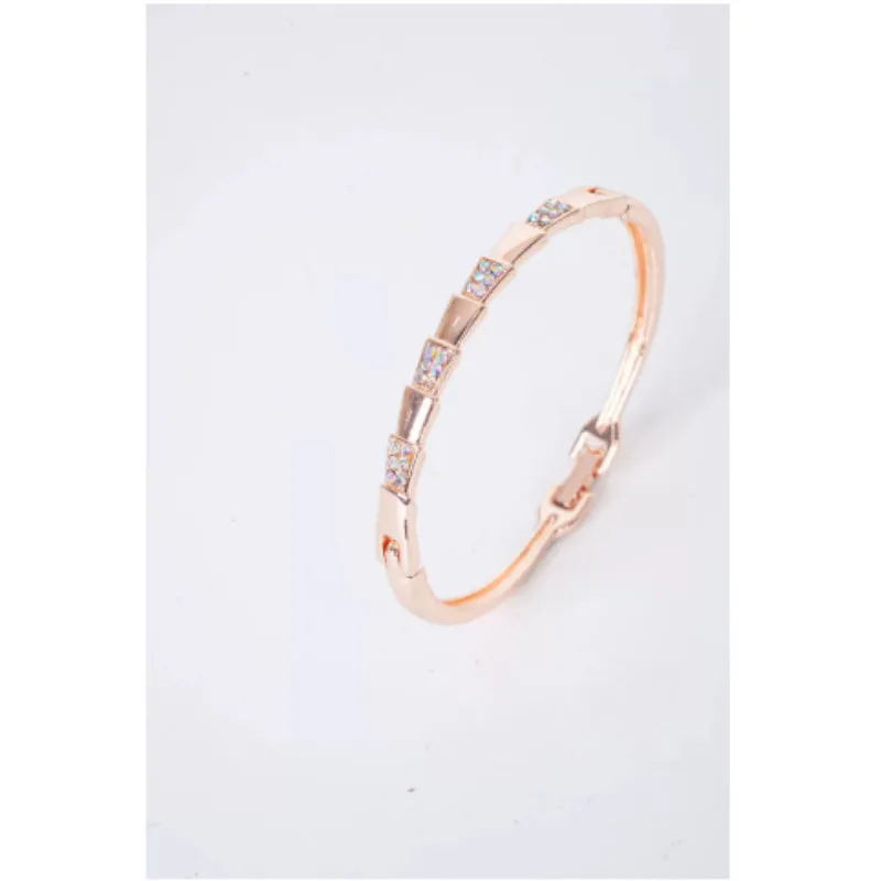 Zinc alloy simple ladies' bracelet with electroplated finish, bow and heart motifs, rose gold colour