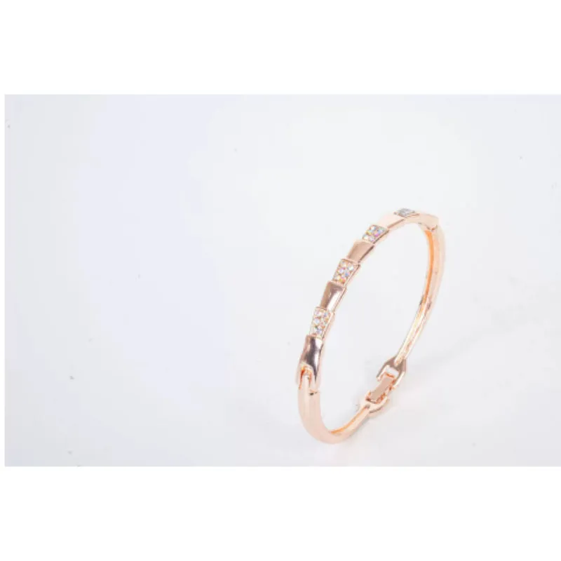 Zinc alloy simple ladies' bracelet with electroplated finish, bow and heart motifs, rose gold colour