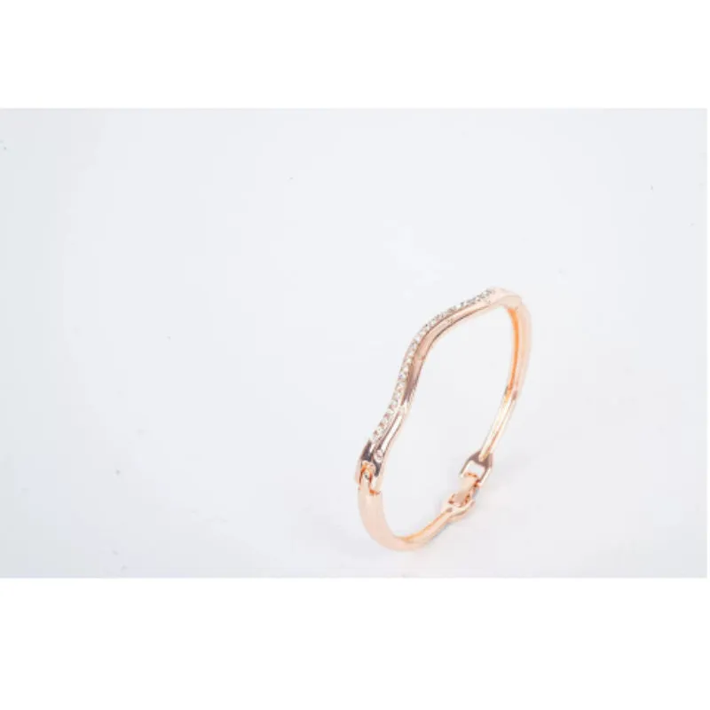 Zinc alloy simple ladies' bracelet with electroplated finish, bow and heart motifs, rose gold colour