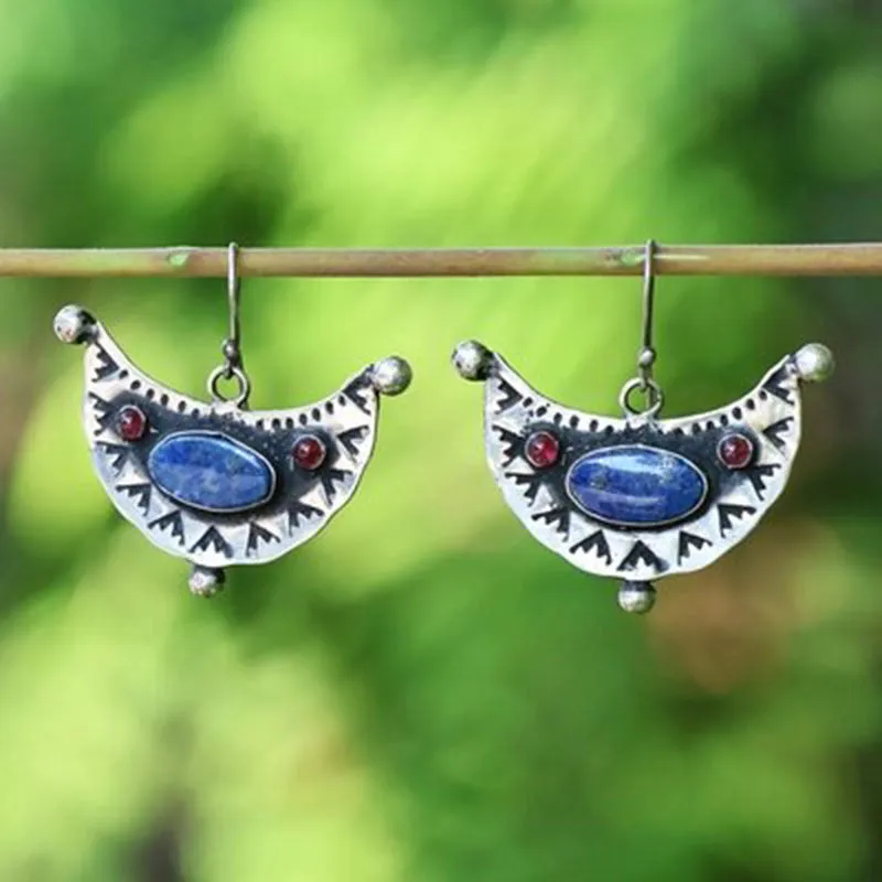 Coloured glaze electroplated metal earrings for women, silver colour, one pair shown on white background