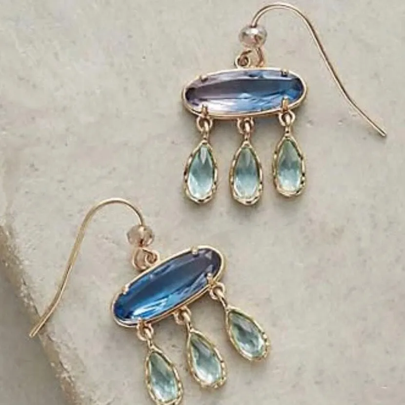 Coloured glaze electroplated metal earrings for women, silver colour, one pair shown on white background