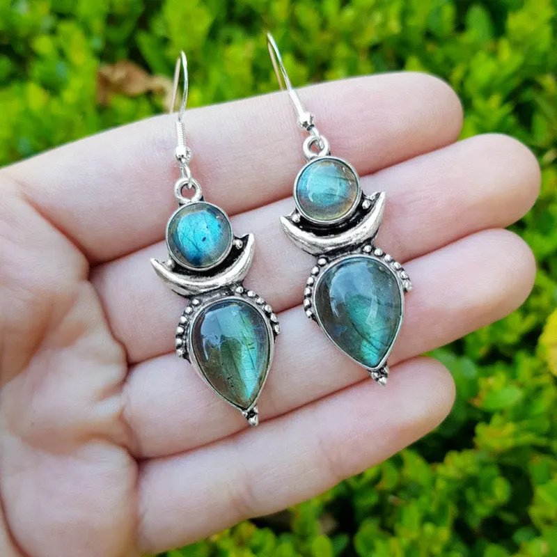 Coloured glaze electroplated metal earrings for women, silver colour, one pair shown on white background