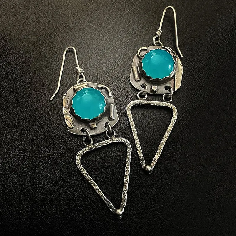 Coloured glaze electroplated metal earrings for women, silver colour, one pair shown on white background