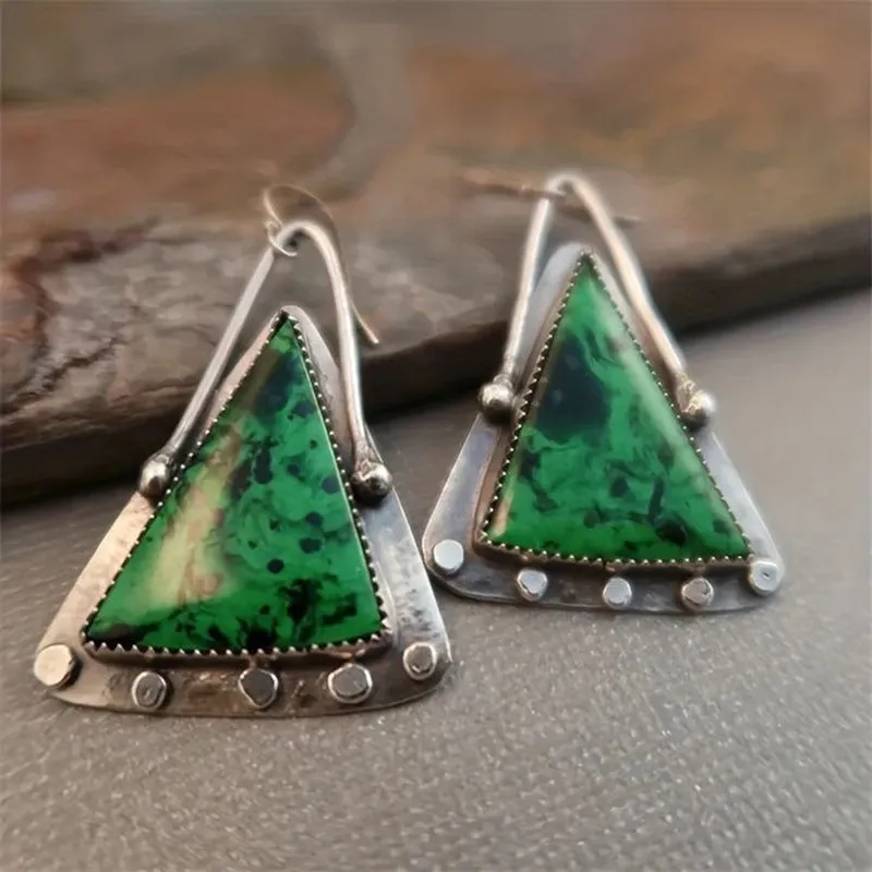 Coloured glaze electroplated metal earrings for women, silver colour, one pair shown on white background