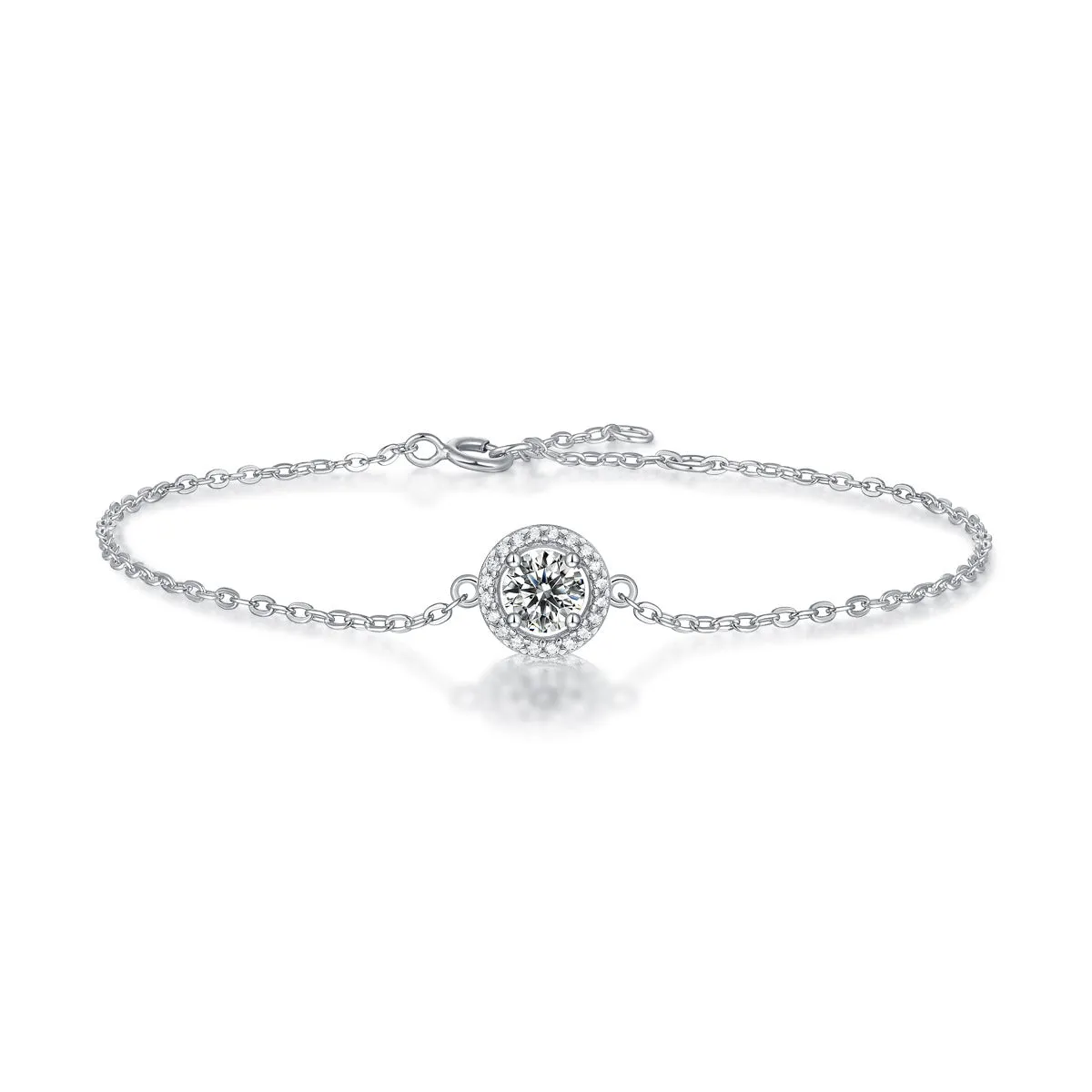 S925 silver moissanite round bag bracelet on a wrist, unisex fashion OL style, 50-point moissanite