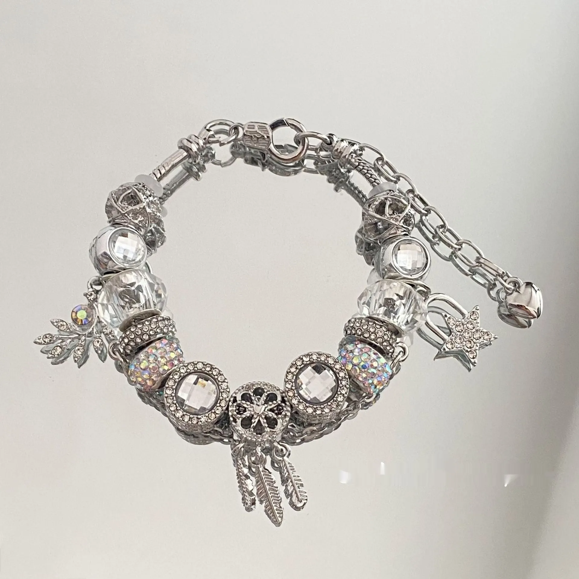 Women's dreamcatcher star bracelet with electroplated finish and colorful crystals