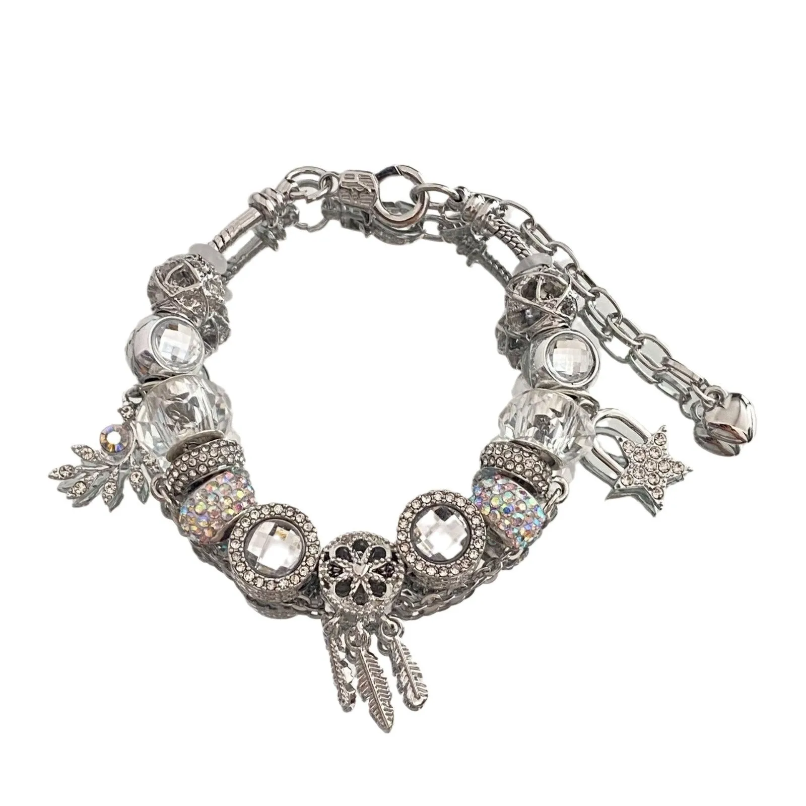 Women's dreamcatcher star bracelet with electroplated finish and colorful crystals