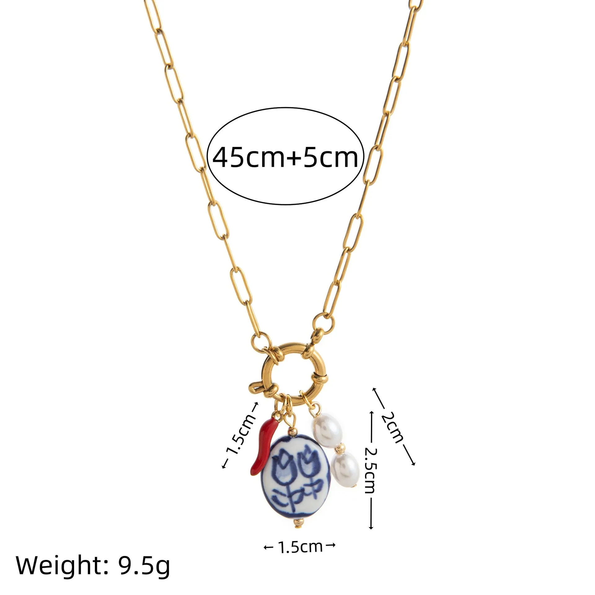 Titanium steel open end ring necklace with geometric cross and hexagonal star pendant, simple unisex design