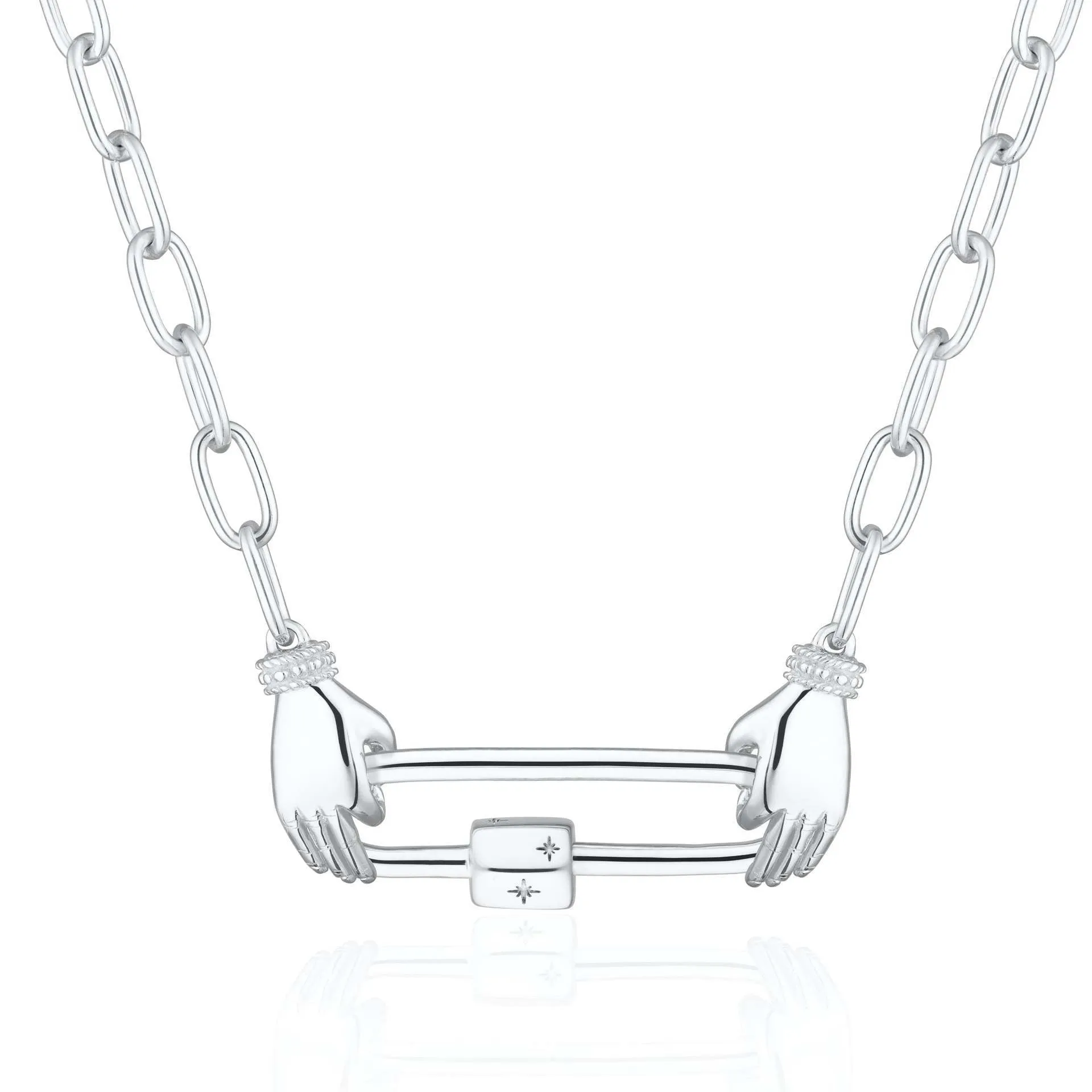 Titanium steel open end ring necklace with geometric cross and hexagonal star pendant, simple unisex design