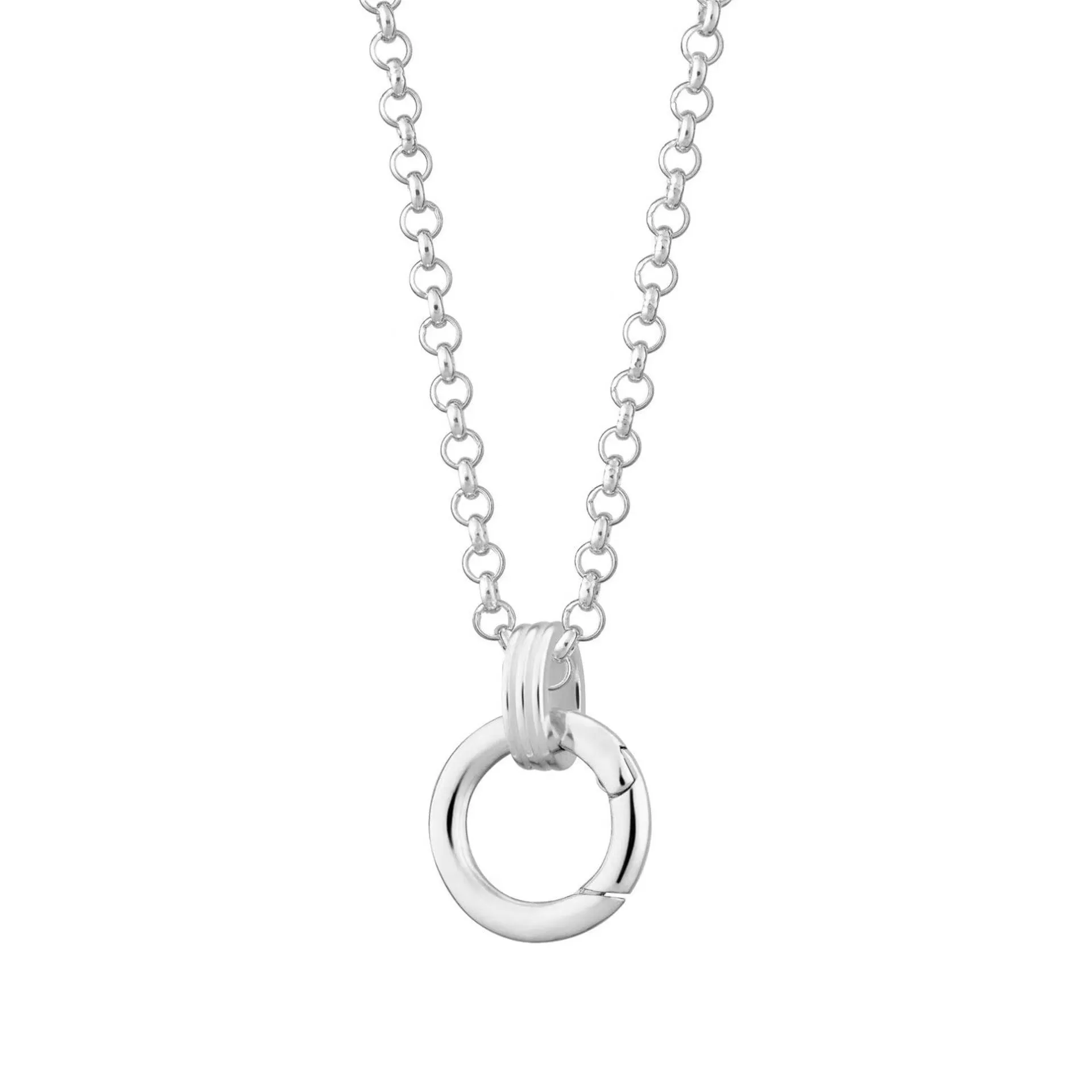 Titanium steel open end ring necklace with geometric cross and hexagonal star pendant, simple unisex design