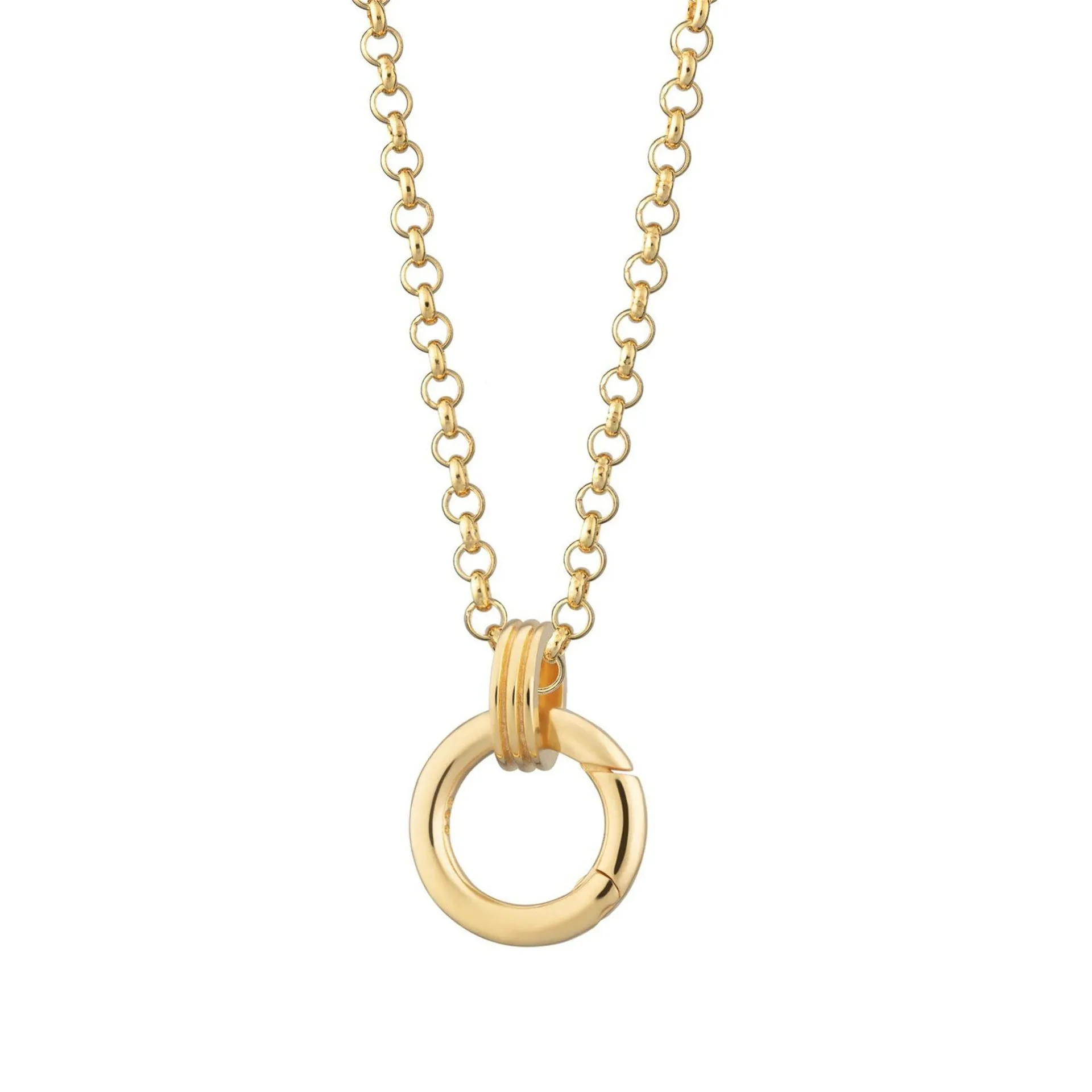 Titanium steel open end ring necklace with geometric cross and hexagonal star pendant, simple unisex design