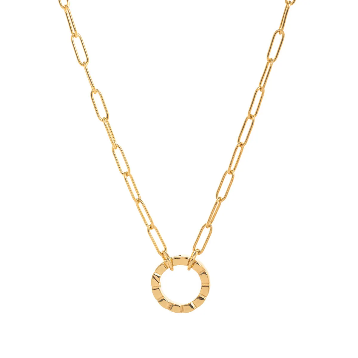 Titanium steel open end ring necklace with geometric cross and hexagonal star pendant, simple unisex design
