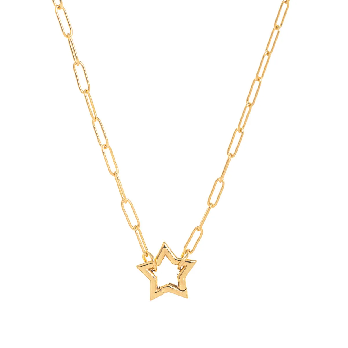 Titanium steel open end ring necklace with geometric cross and hexagonal star pendant, simple unisex design