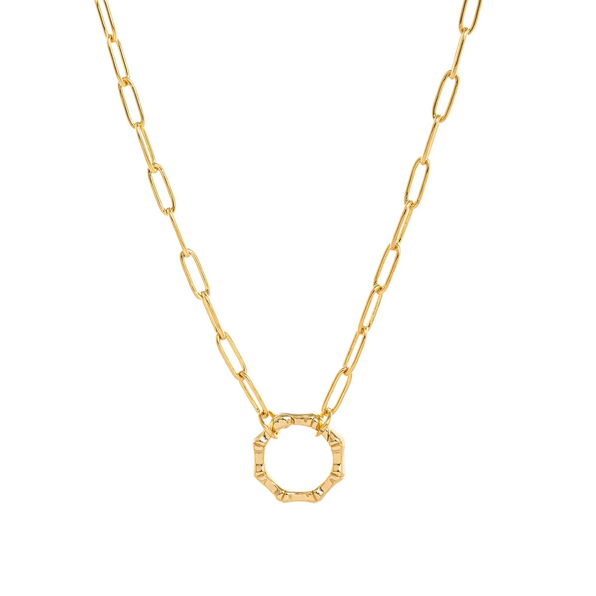 Titanium steel open end ring necklace with geometric cross and hexagonal star pendant, simple unisex design
