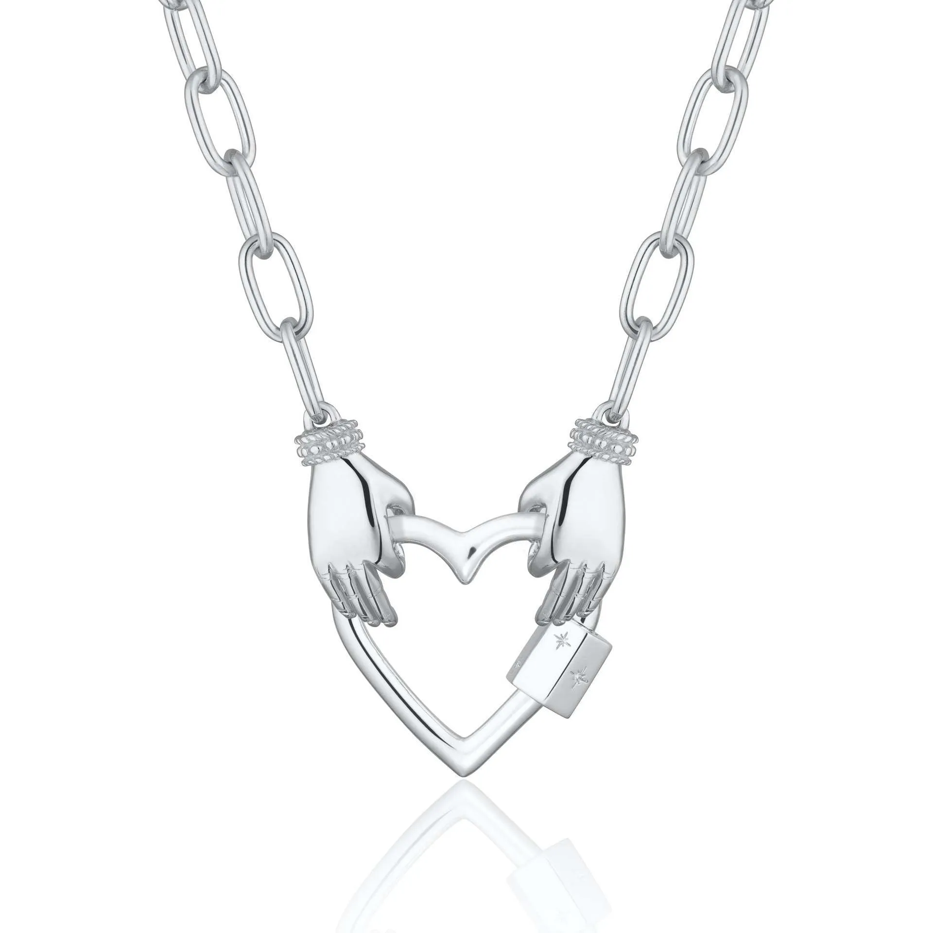 Titanium steel open end ring necklace with geometric cross and hexagonal star pendant, simple unisex design