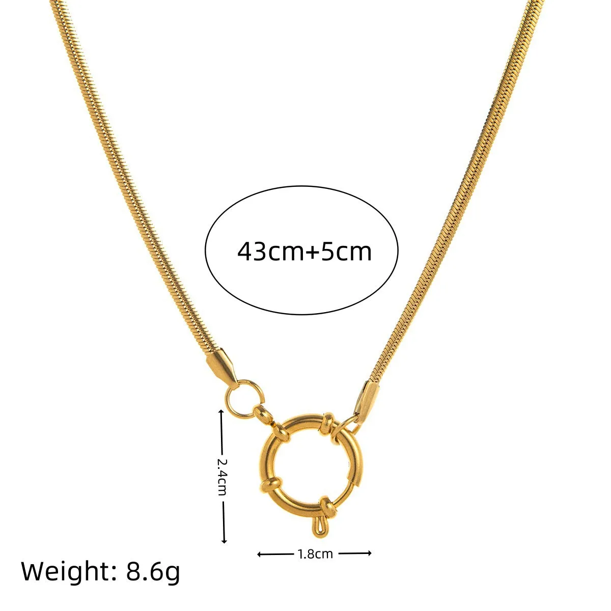 Titanium steel open end ring necklace with geometric cross and hexagonal star pendant, simple unisex design