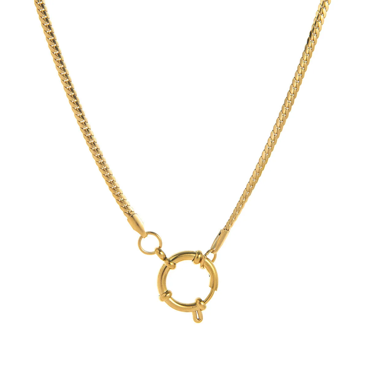 Titanium steel open end ring necklace with geometric cross and hexagonal star pendant, simple unisex design