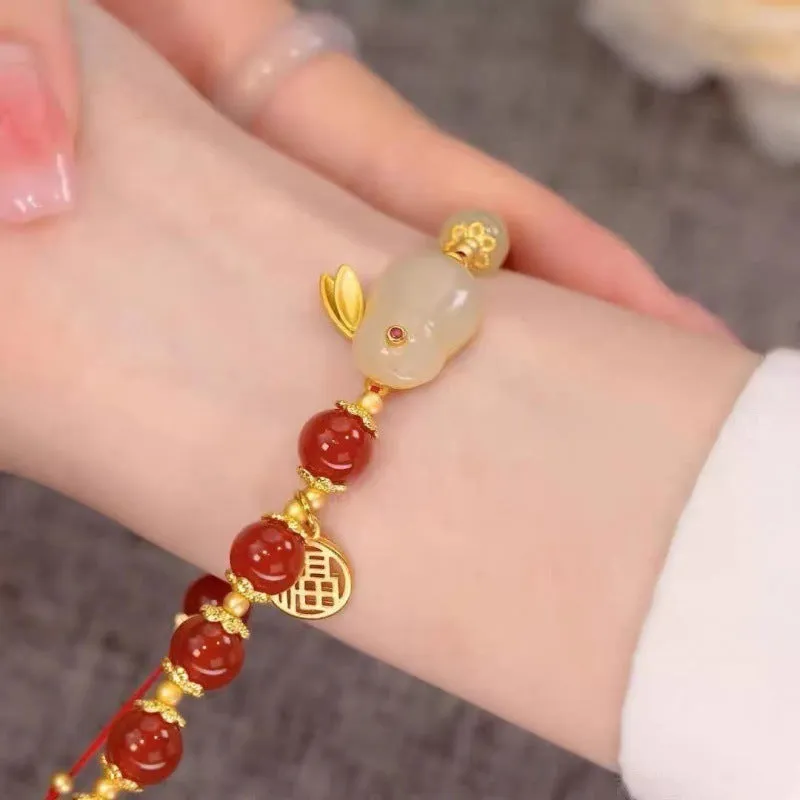 Chinese style bamboo leaf glass bracelet for women with manual craftsmanship.