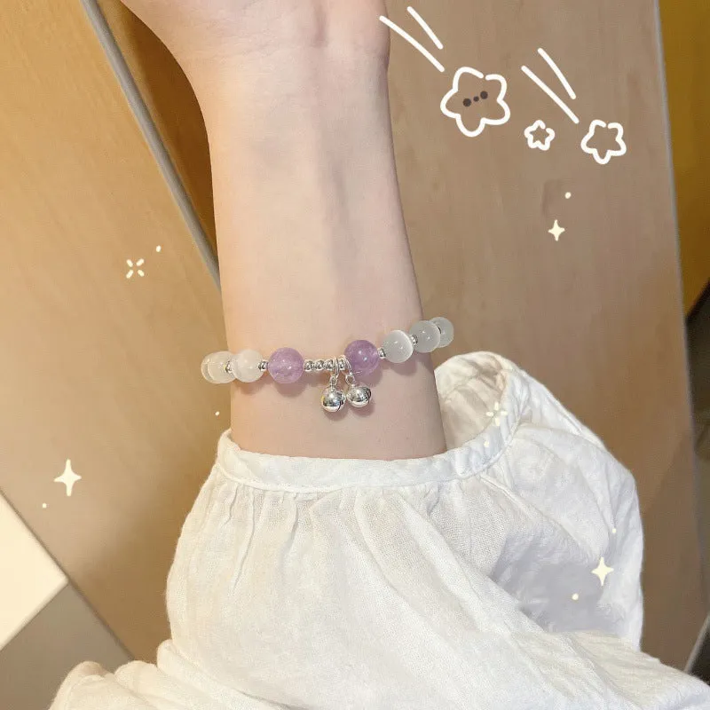 Chinese style bamboo leaf glass bracelet for women with manual craftsmanship.