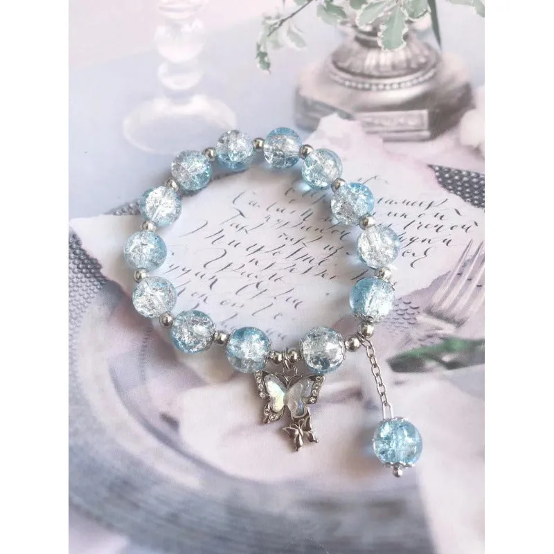 Chinese style bamboo leaf glass bracelet for women with manual craftsmanship.