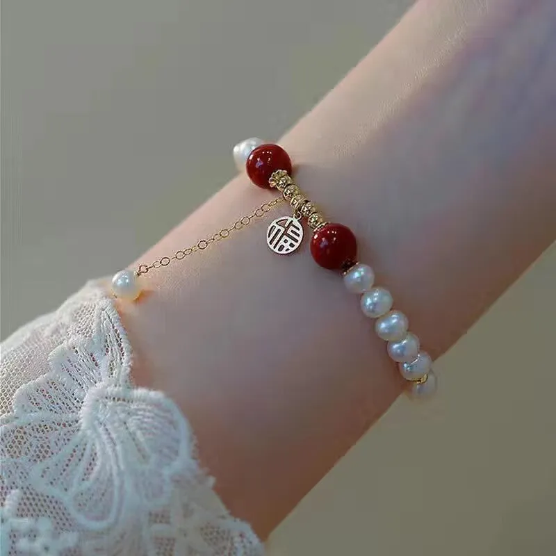 Chinese style bamboo leaf glass bracelet for women with manual craftsmanship.