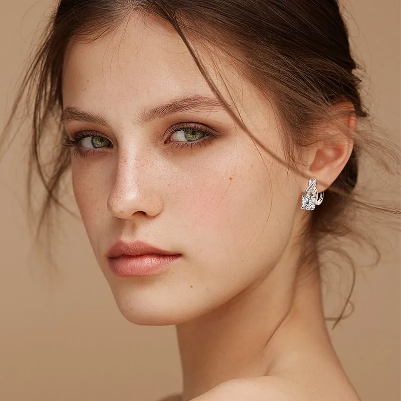 Light luxury moissanite twist drop earrings in 925 silver, gold or platinum finish