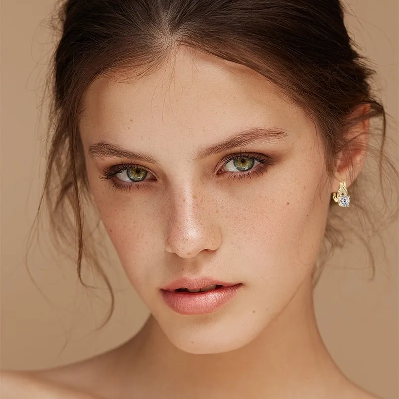 Light luxury moissanite twist drop earrings in 925 silver, gold or platinum finish