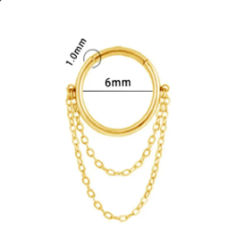 Chain inlaid zircon nose ring earring made from titanium alloy with round shape and simple unisex design